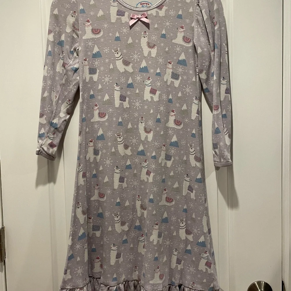 Sara’s Print Cozy Kids Pajamas with llama Print size 8